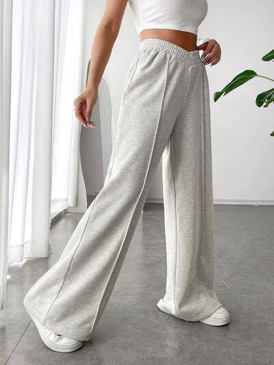 Elastic Waist Wide Leg Pants - Curated by tt