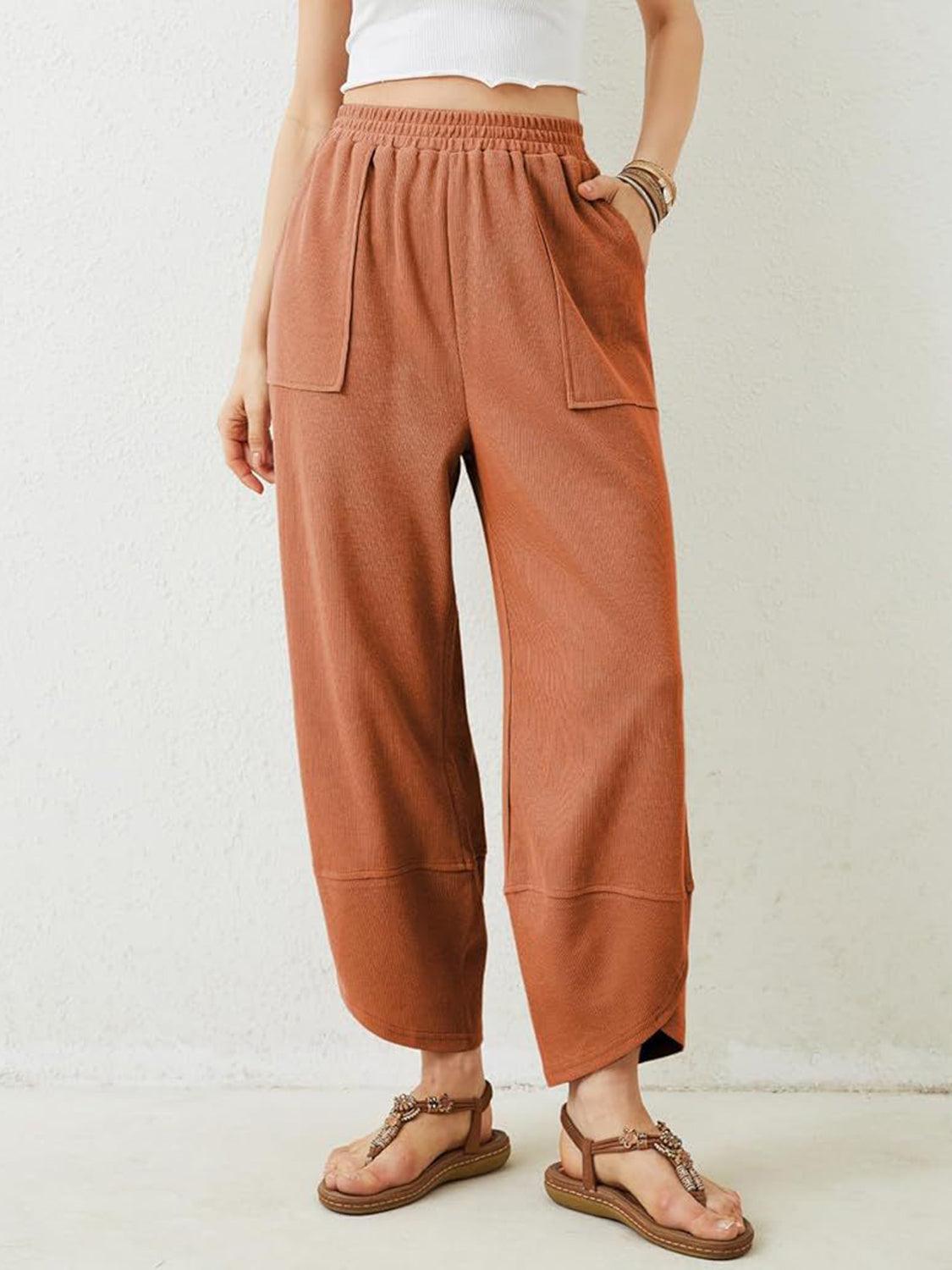Lovelet Elastic Waist Wide Leg Pants - Curated by tt
