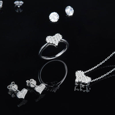 Moissanite 925 Sterling Silver Heart Ring - Curated by tt