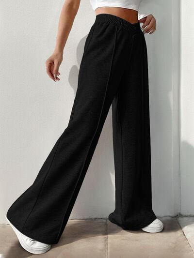 Elastic Waist Wide Leg Pants - Curated by tt