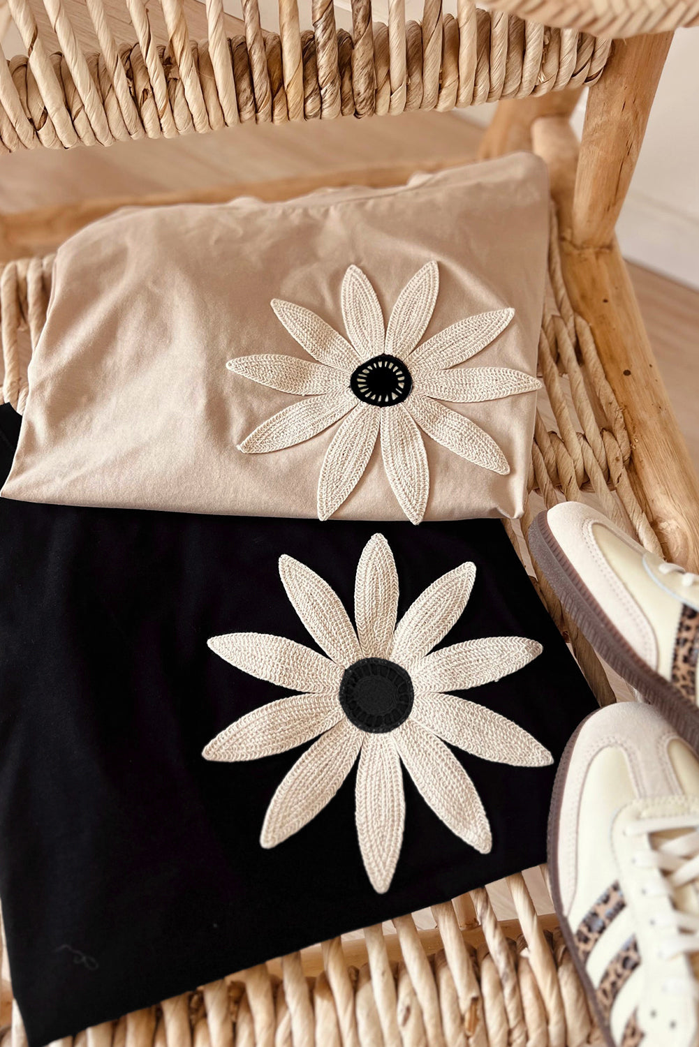 Crochet Floral Loose-Fit Tee