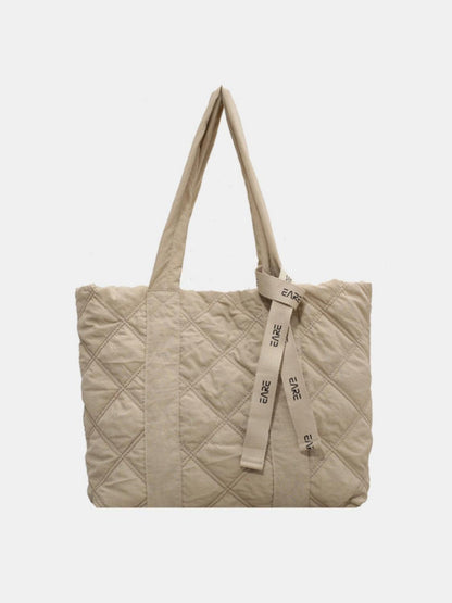 Quilted Nylon Large Tote Bag - Curated by tt