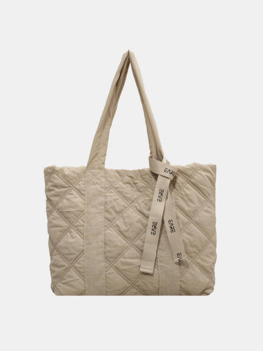 Quilted Nylon Large Tote Bag - Curated by tt