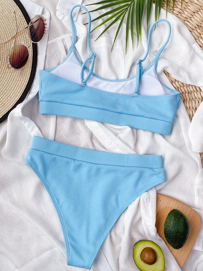 Scoop Neck Spaghetti Strap Two-Piece Swim Set - Curated by tt