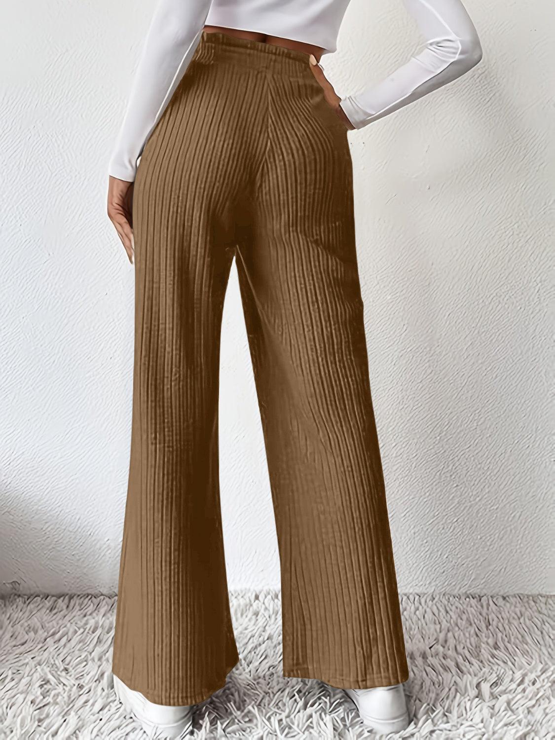 Ribbed High Waist Pants - Curated by tt