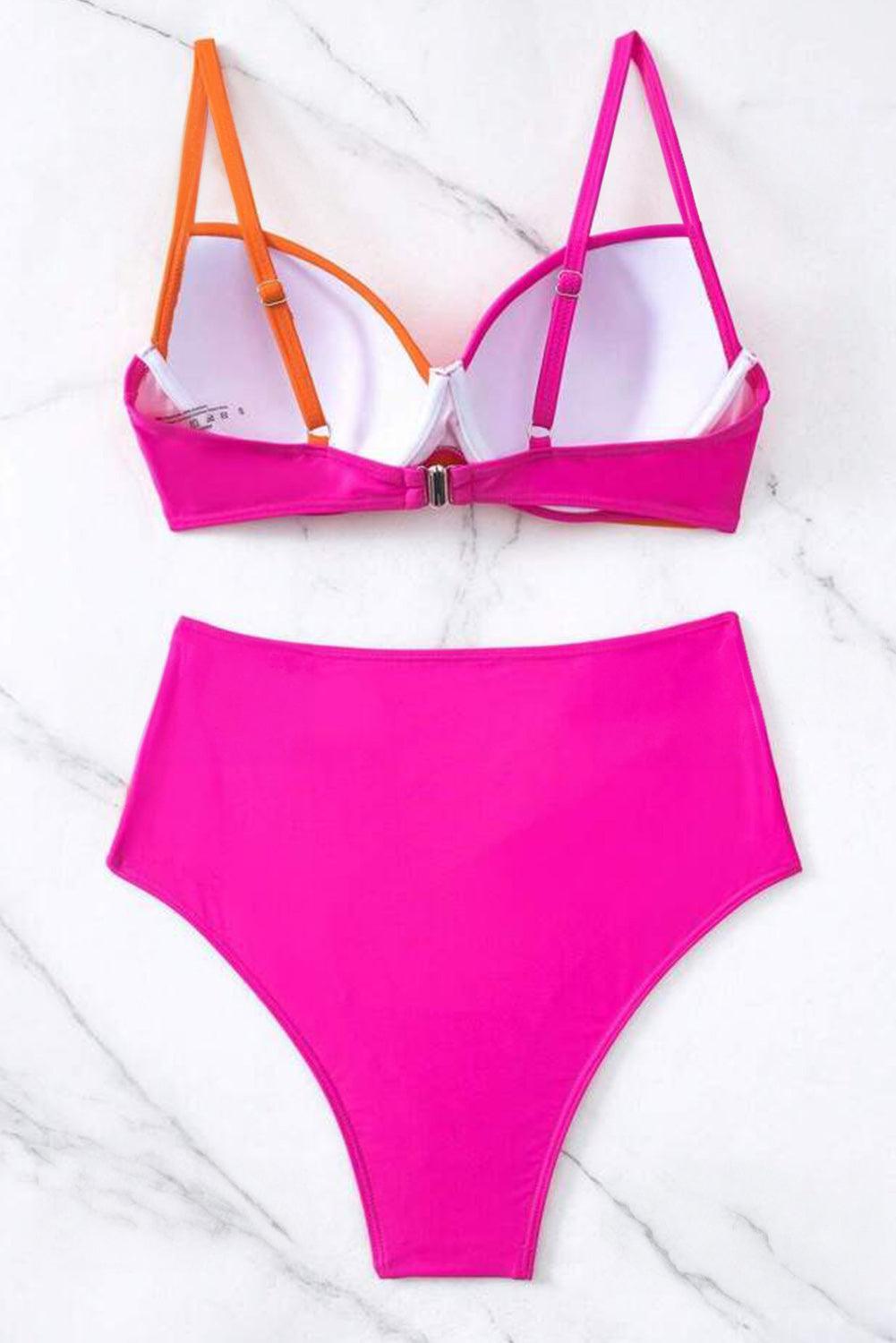 Contrast Sweetheart Neck Bikini Set - Curated by tt