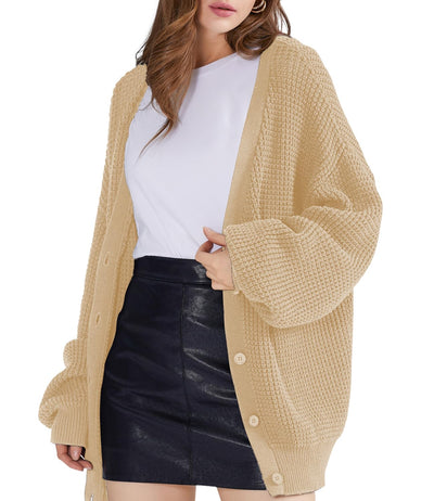 Oversized Knit Cardigan Sweaters - 100% Cotton