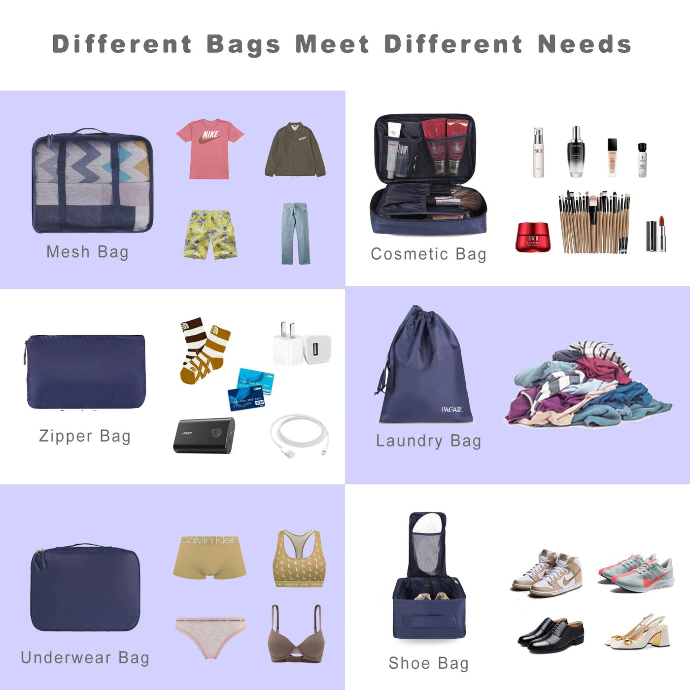 8 Set Packing Cubes Luggage Packing Organizers