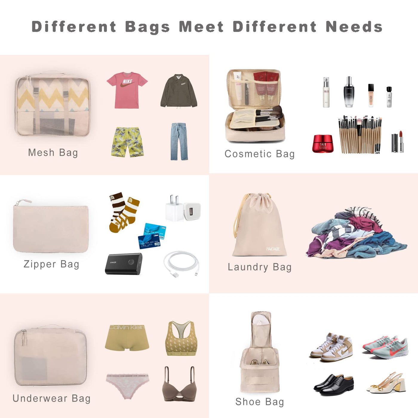 8 Set Packing Cubes Luggage Packing Organizers