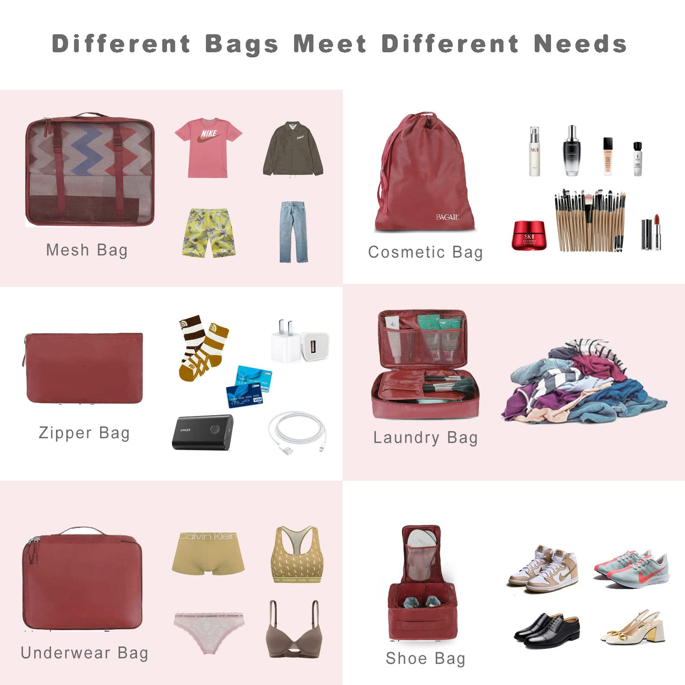 8 Set Packing Cubes Luggage Packing Organizers