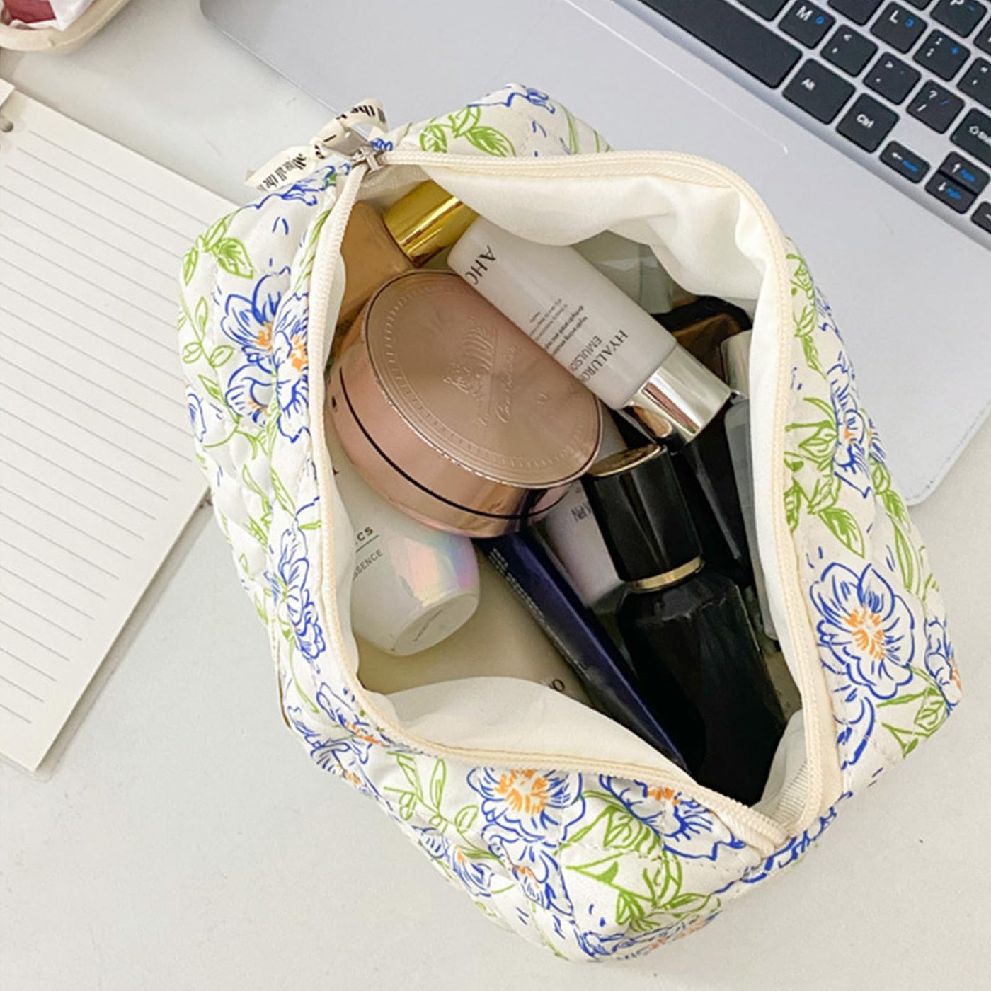 3Pcs Cotton Quilted Cosmetic Bag