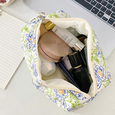 3Pcs Cotton Quilted Cosmetic Bag