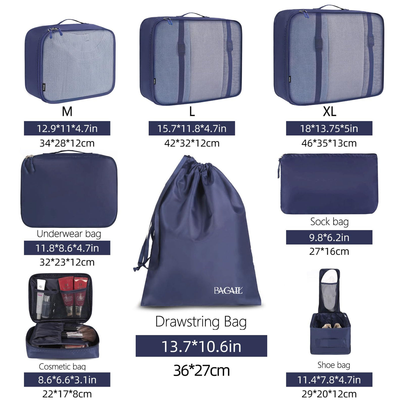 8 Set Packing Cubes Luggage Packing Organizers