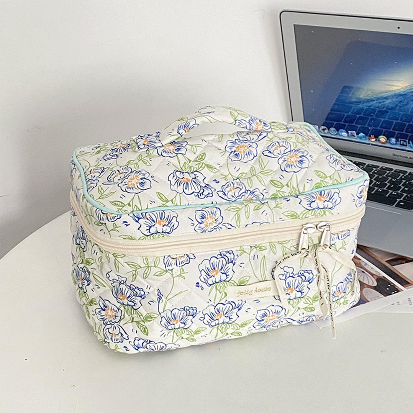 3Pcs Cotton Quilted Cosmetic Bag