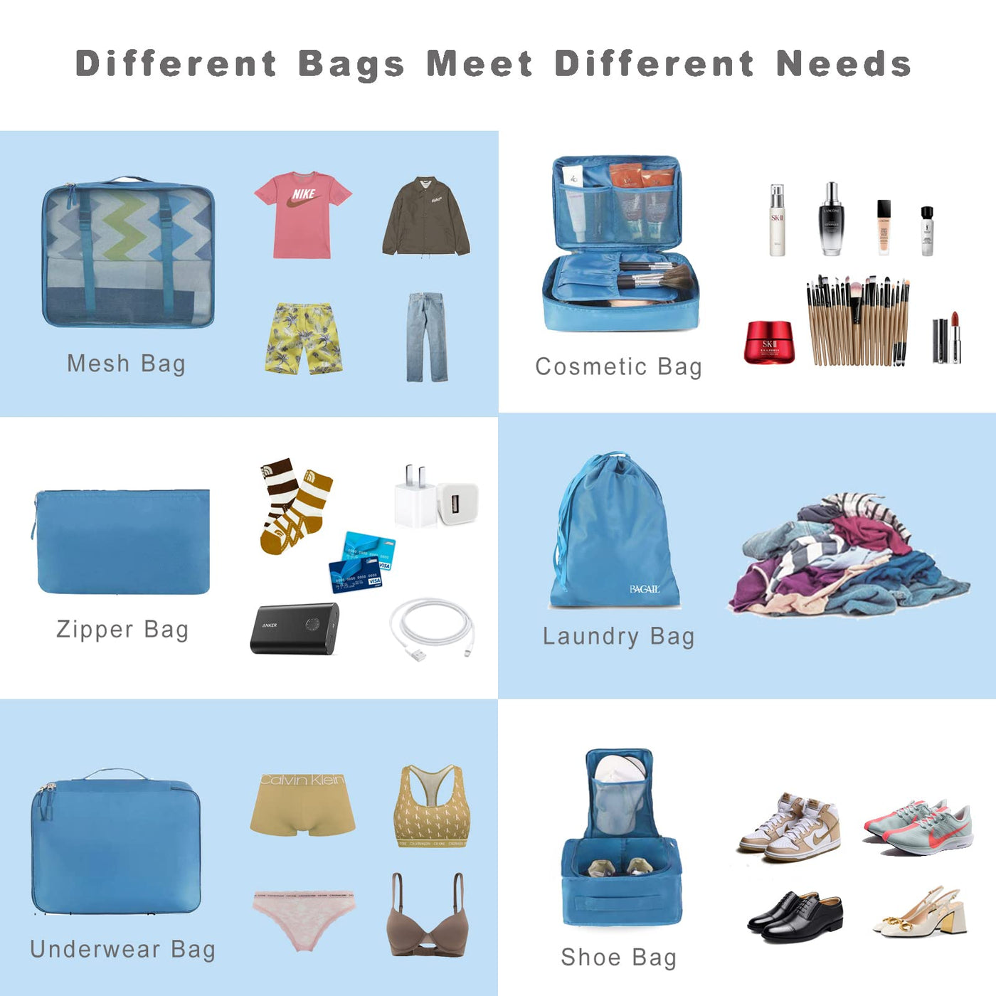 8 Set Packing Cubes Luggage Packing Organizers