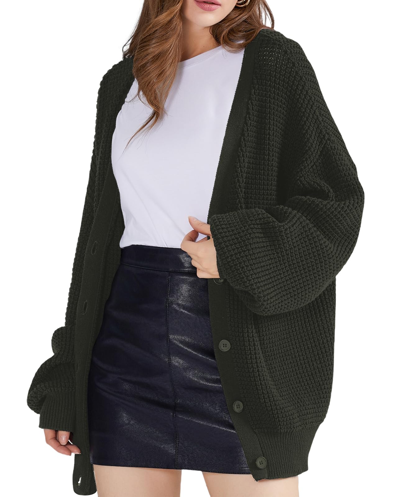Oversized Knit Cardigan Sweaters - 100% Cotton