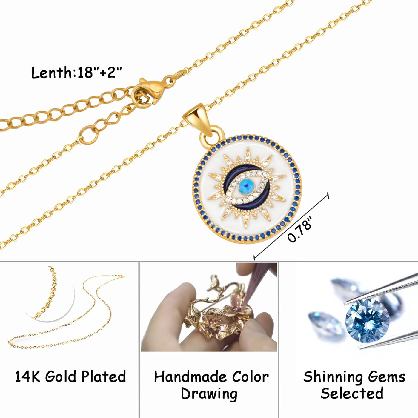 Evil Eye Necklace 14K Gold