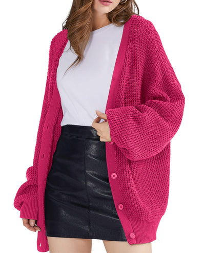 Oversized Knit Cardigan Sweaters - 100% Cotton