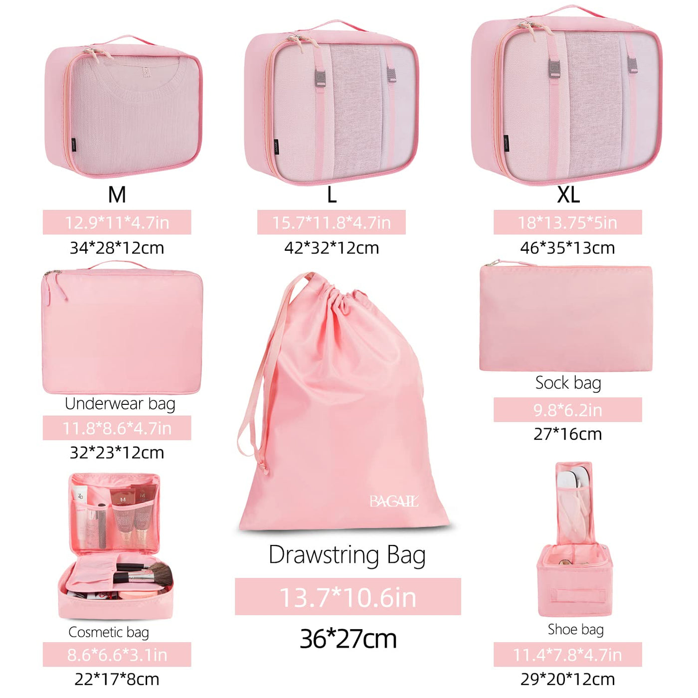 8 Set Packing Cubes Luggage Packing Organizers