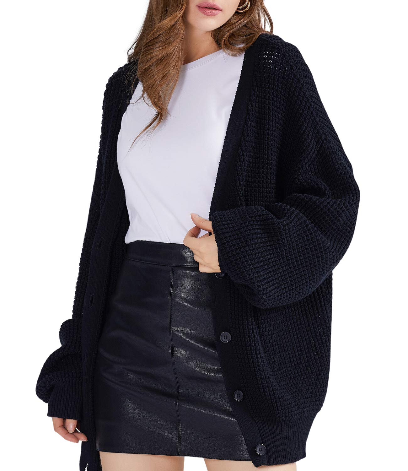Oversized Knit Cardigan Sweaters - 100% Cotton