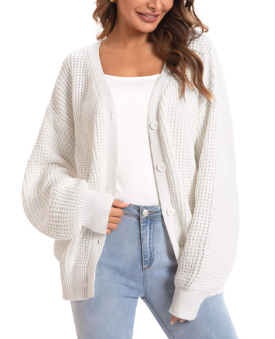 Oversized Knit Cardigan Sweaters - 100% Cotton