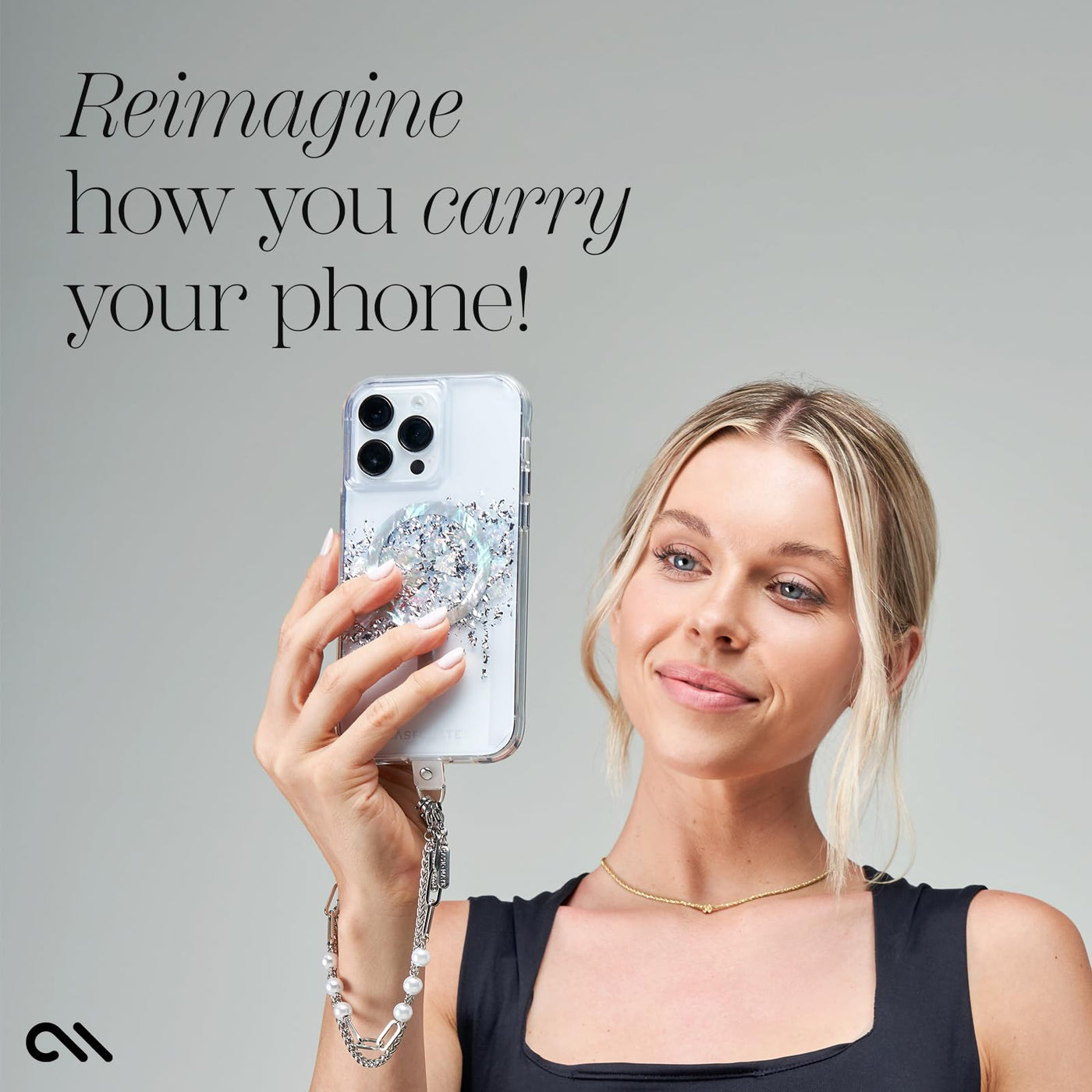 Phone Charm with Beaded Crystals and Pearls