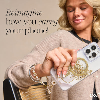 Phone Charm with Beaded Crystals and Pearls