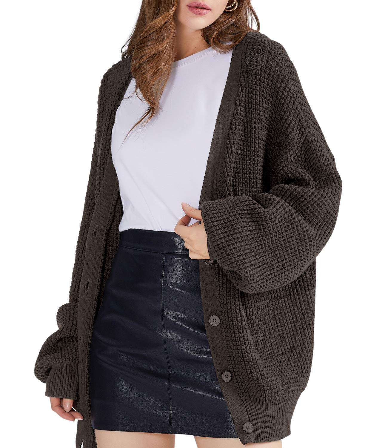 Oversized Knit Cardigan Sweaters - 100% Cotton