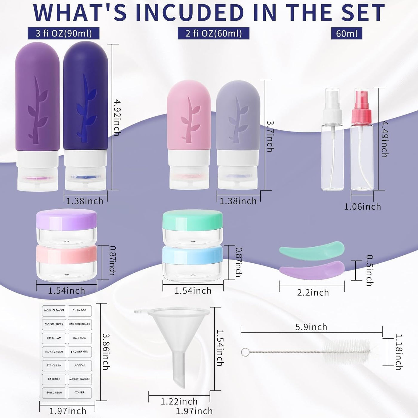 18 Pack Travel Bottles for Toiletries