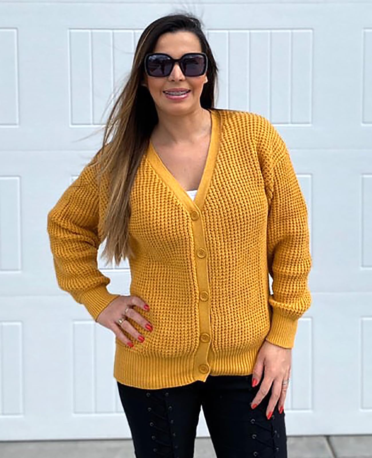 Oversized Knit Cardigan Sweaters - 100% Cotton