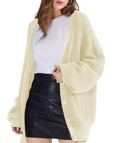 Oversized Knit Cardigan Sweaters - 100% Cotton