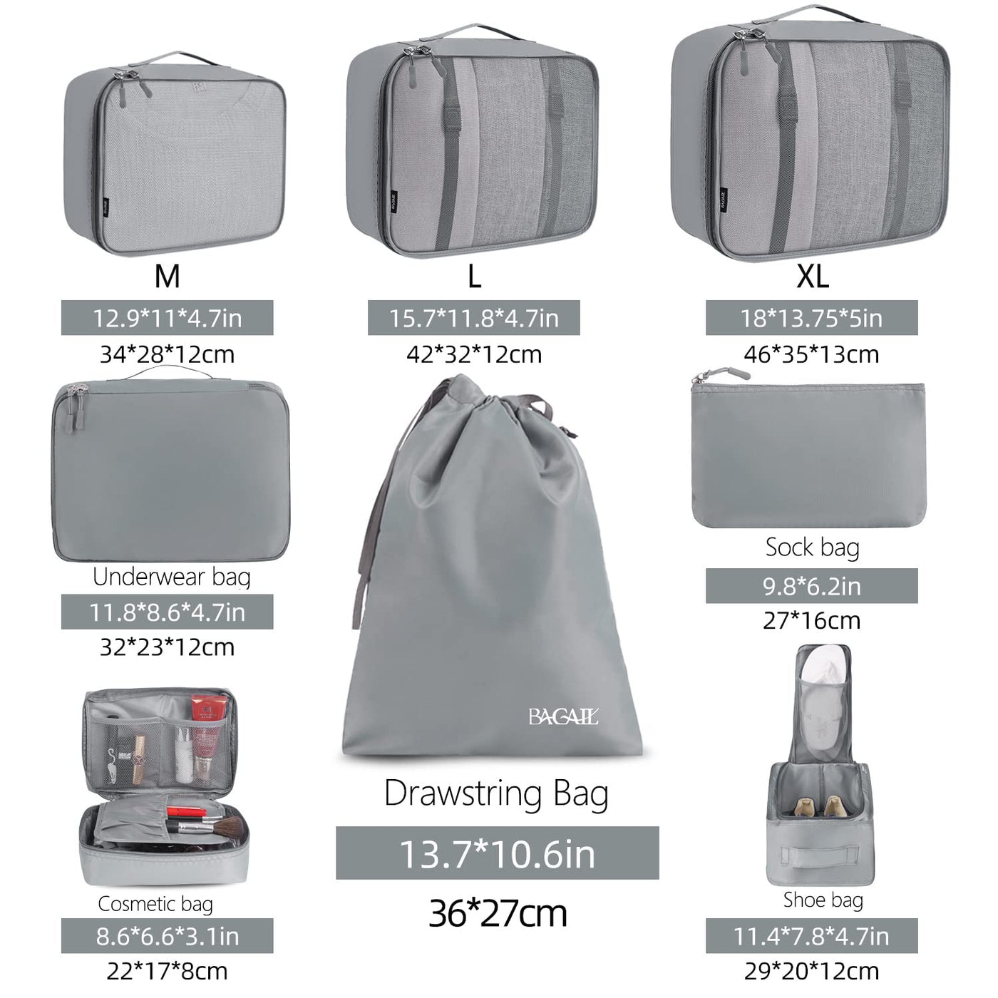 8 Set Packing Cubes Luggage Packing Organizers