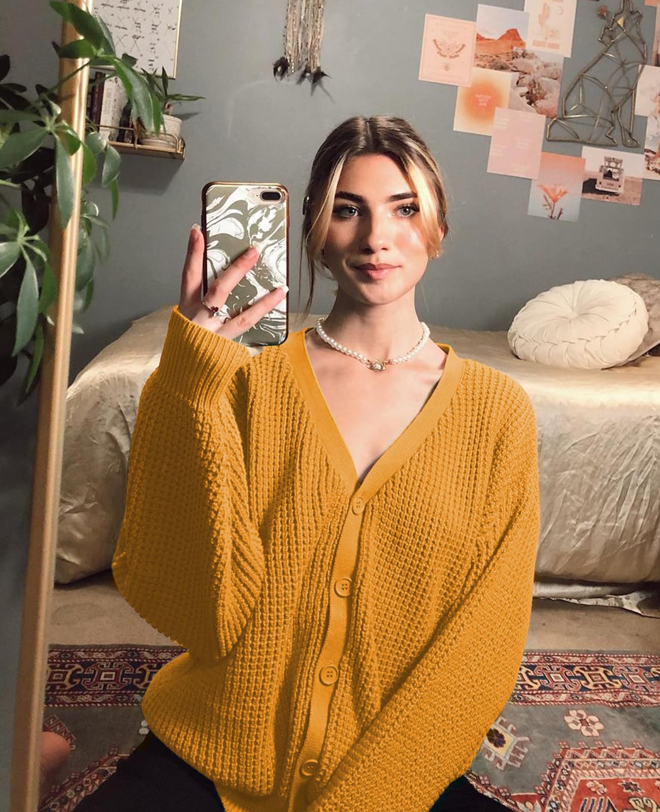 Oversized Knit Cardigan Sweaters - 100% Cotton