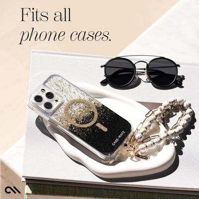 Phone Charm with Beaded Crystals and Pearls