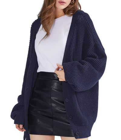 Oversized Knit Cardigan Sweaters - 100% Cotton