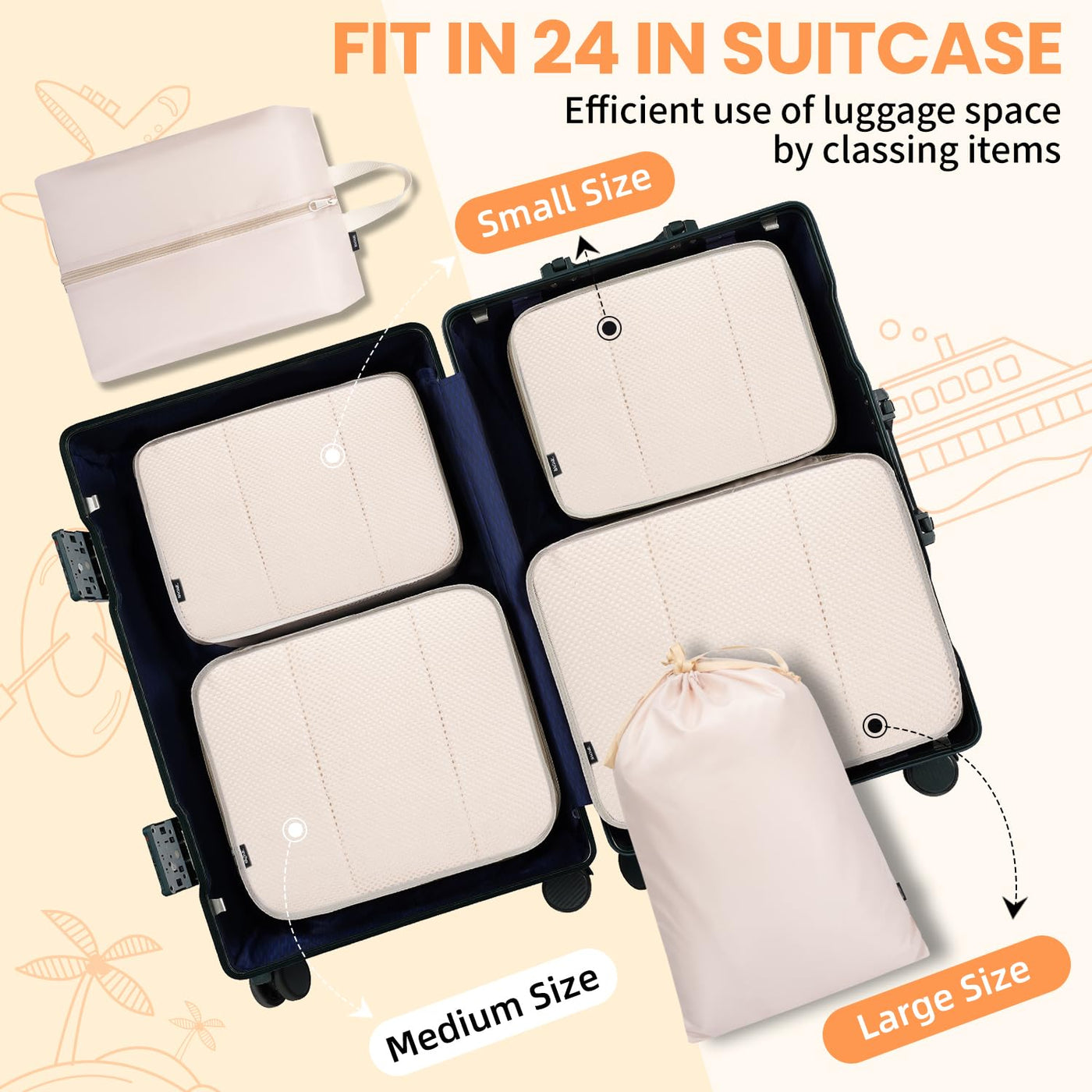 8 Set Packing Cubes Luggage Packing Organizers