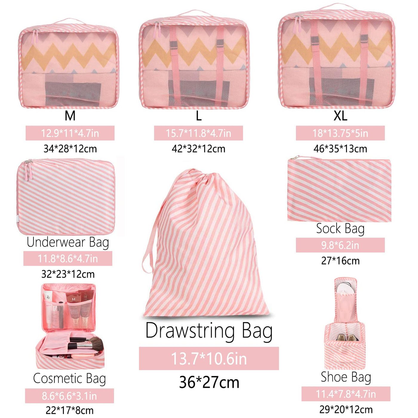 8 Set Packing Cubes Luggage Packing Organizers