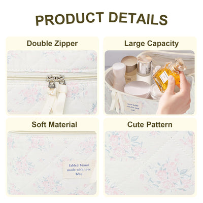 3Pcs Cotton Quilted Cosmetic Bag