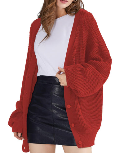 Oversized Knit Cardigan Sweaters - 100% Cotton