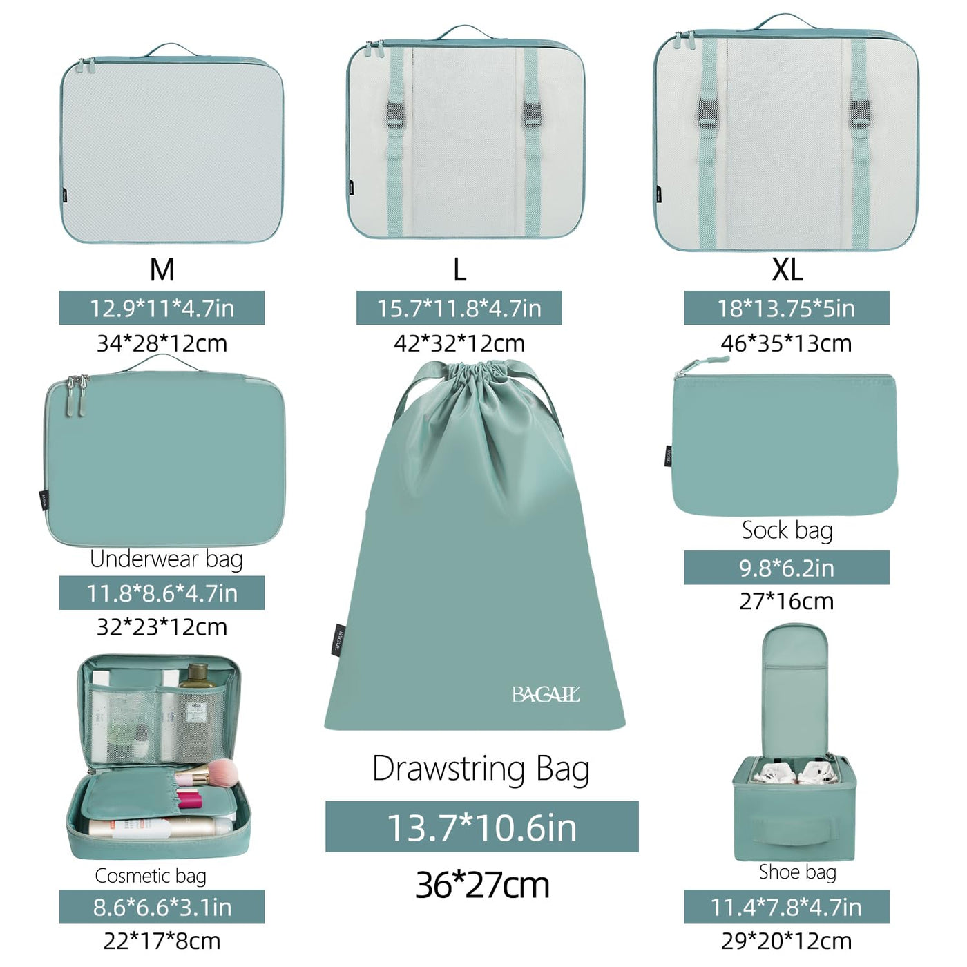 8 Set Packing Cubes Luggage Packing Organizers