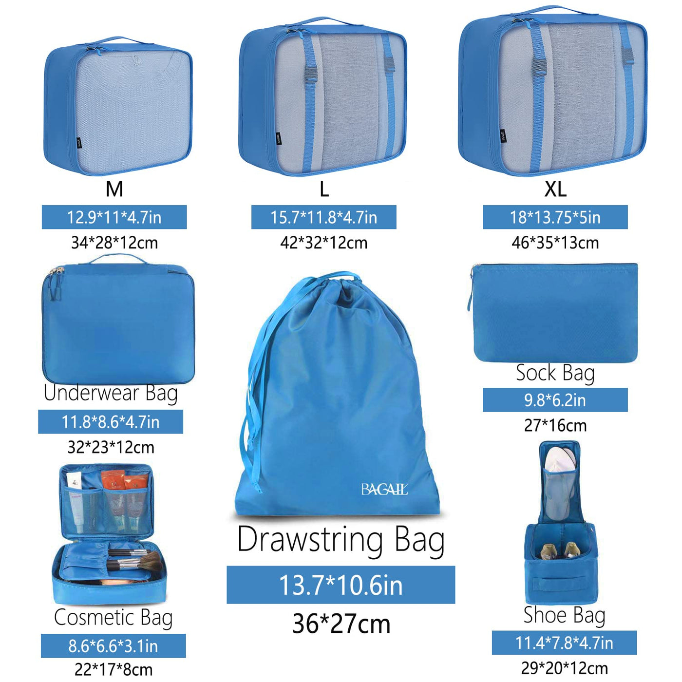 8 Set Packing Cubes Luggage Packing Organizers