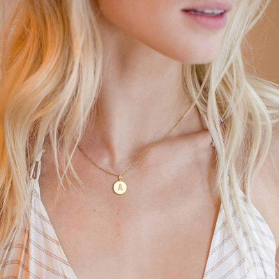 PAVOI 14K Gold Plated Letter Necklace