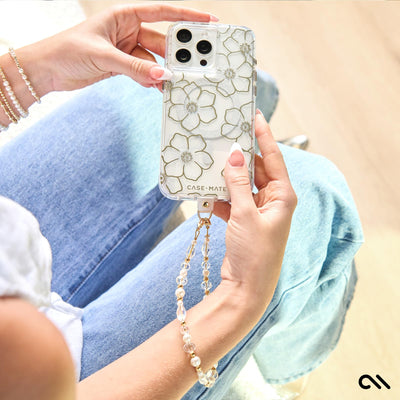 Phone Charm with Beaded Crystals and Pearls