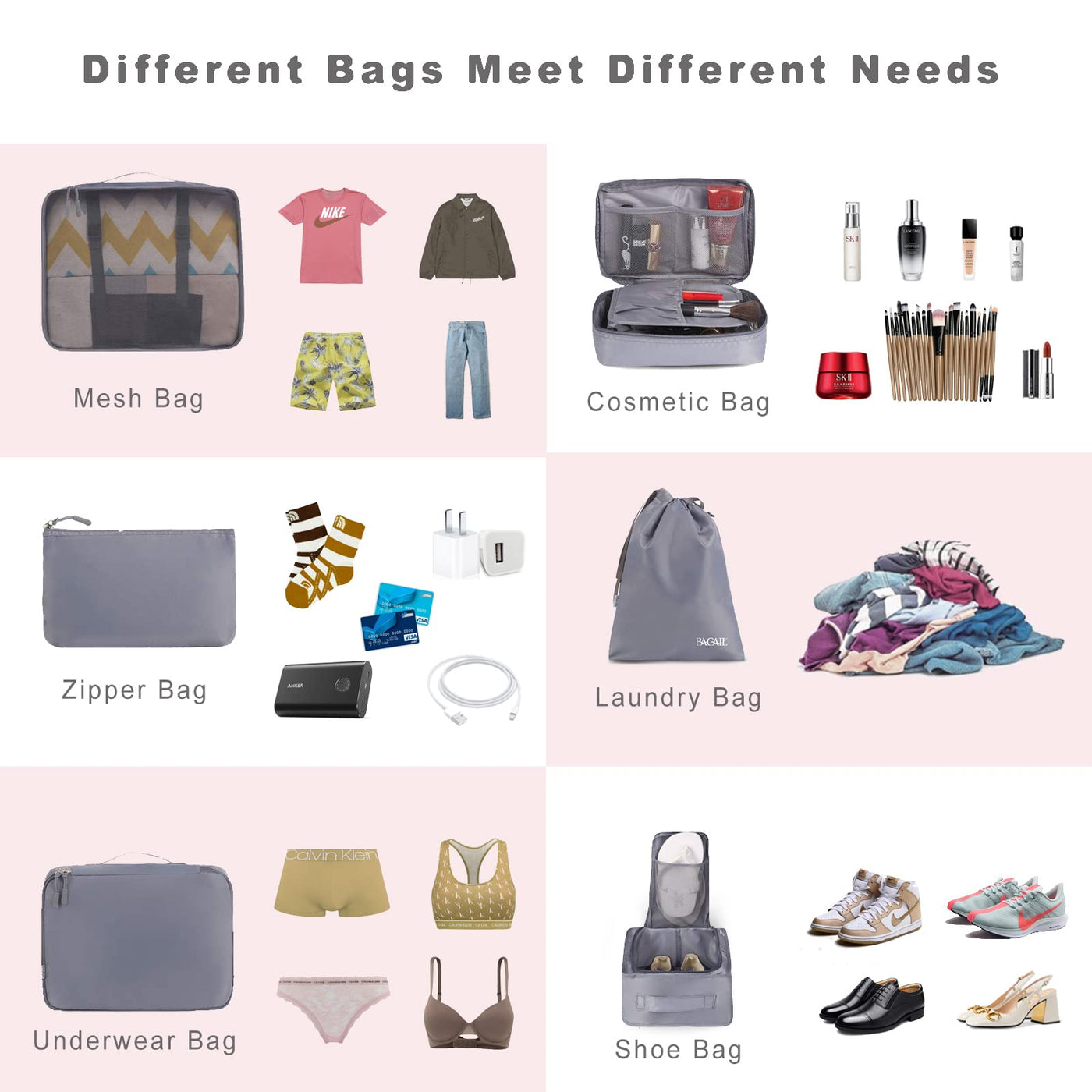 8 Set Packing Cubes Luggage Packing Organizers