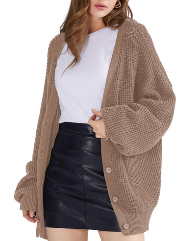 Oversized Knit Cardigan Sweaters - 100% Cotton