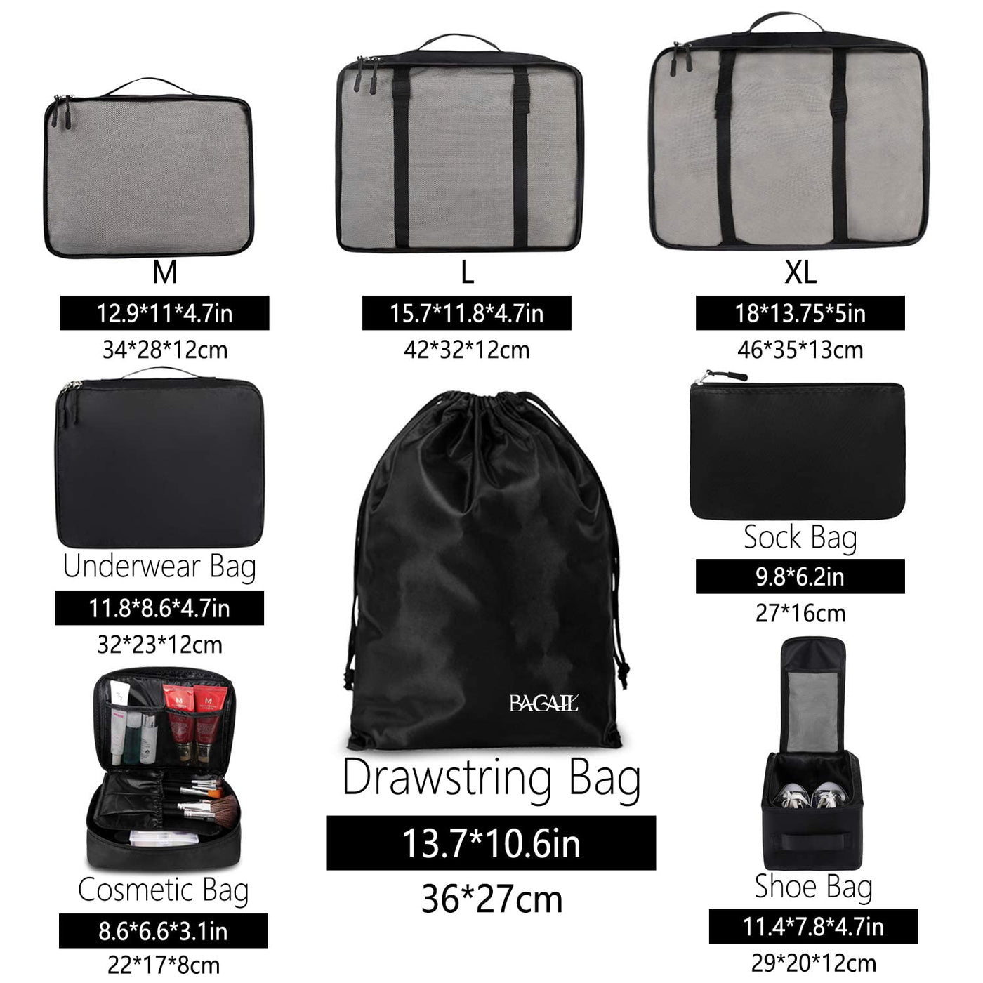 8 Set Packing Cubes Luggage Packing Organizers