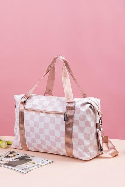 Zenana Checkered Multi-Pocket Travel Bag - Curated by tt