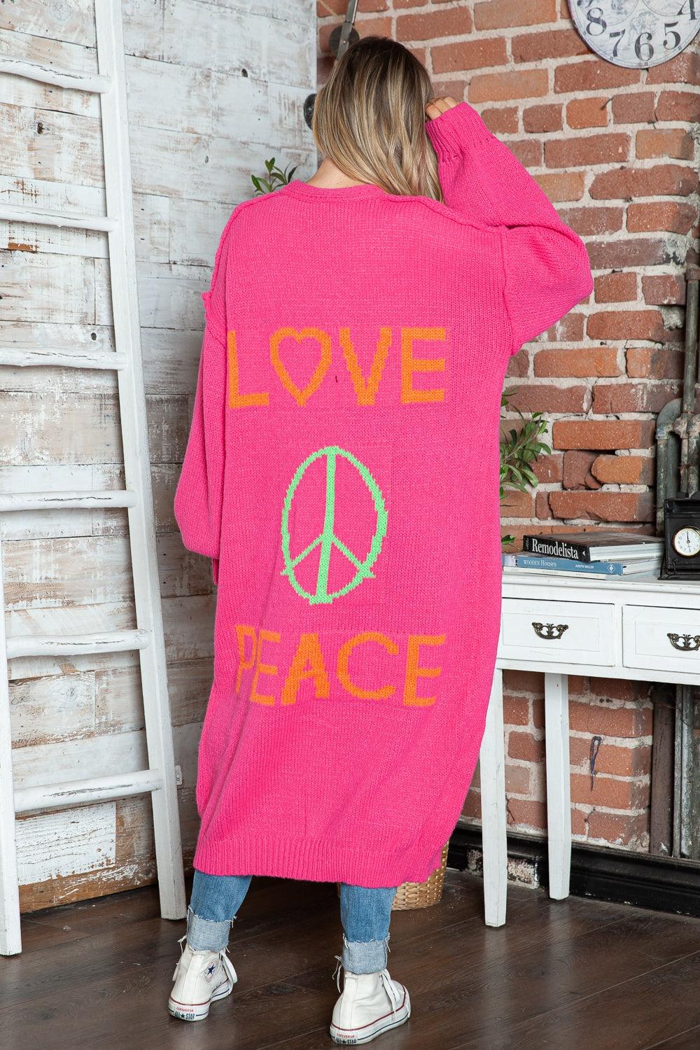 Letter Dropped Shoulder Long Sleeve Cardigan - Curated by tt