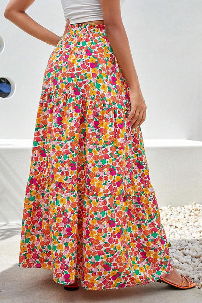 Boho Floral Print Skirt - Curated by tt