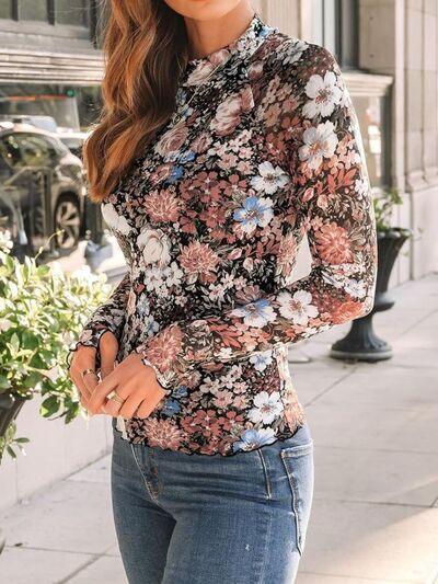 Lovelet Mock Neck Long Sleeve Top - Curated by tt